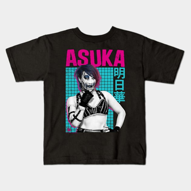 Asuka Kanji Neon Distressed Portrait Kids T-Shirt by Holman